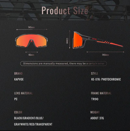 Kapvoe K76 J77 Photochromic Glasses Kapvoe MADOVERBIKING