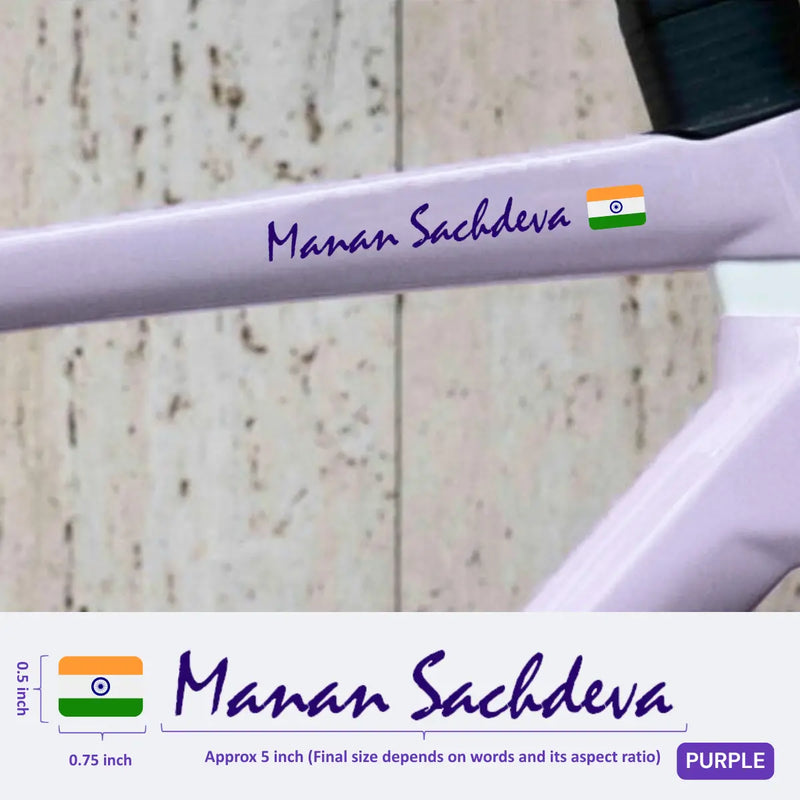 Load image into Gallery viewer, Premium Cyclist Name Sticker Decal with Indian Flag (set of 2) - MADOVERBIKINGĀ -Ā MADOVERBIKING