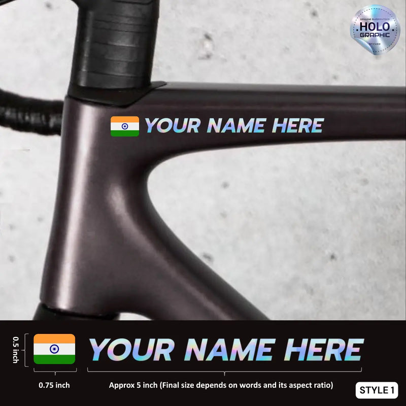 Load image into Gallery viewer, Personalized Holographic Name Vinyl Decal with Indian Flag – Cut-to-Text