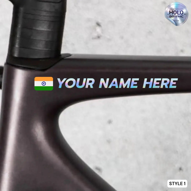 Load image into Gallery viewer, Personalized Holographic Name Vinyl Decal with Indian Flag – Cut-to-Text