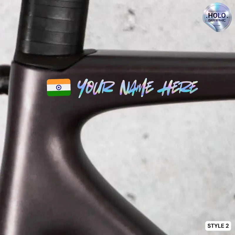 Load image into Gallery viewer, Personalized Holographic Name Vinyl Decal with Indian Flag – Cut-to-Text