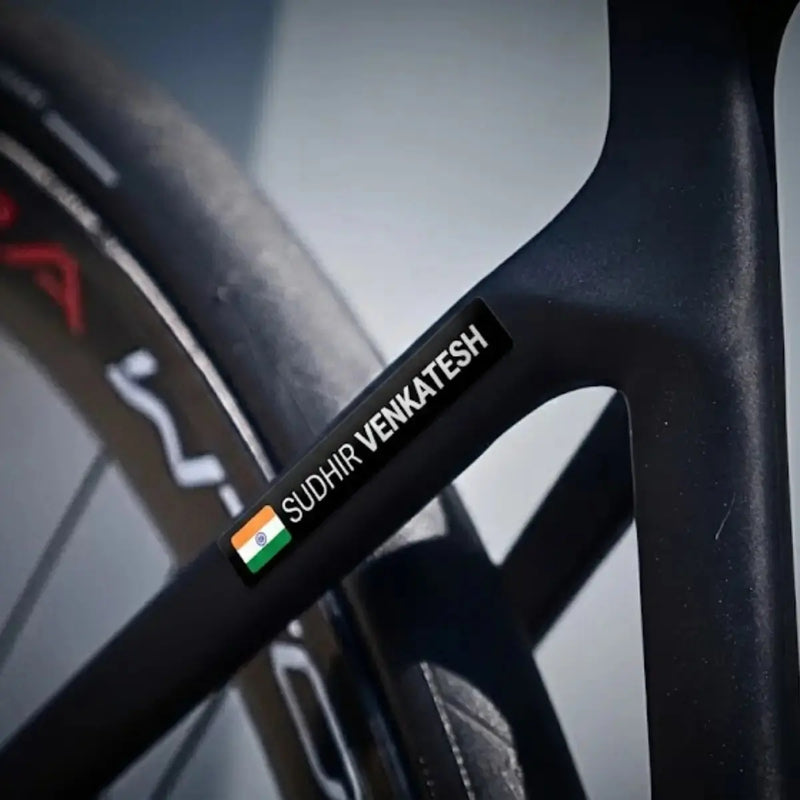 Load image into Gallery viewer, Personalized Rider Name Sticker with Indian Flag - Waterproof (Set of 4)