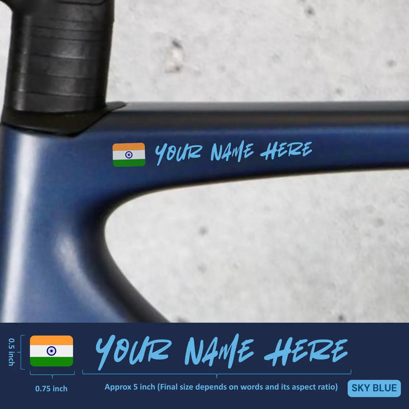 Load image into Gallery viewer, Premium Cyclist Name Sticker Decal with Indian Flag (set of 2) MADOVERBIKING MADOVERBIKING
