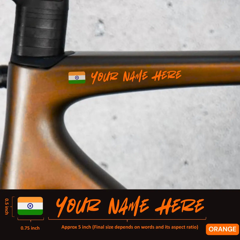 Load image into Gallery viewer, Premium Cyclist Name Sticker Decal with Indian Flag (set of 2) MADOVERBIKING MADOVERBIKING