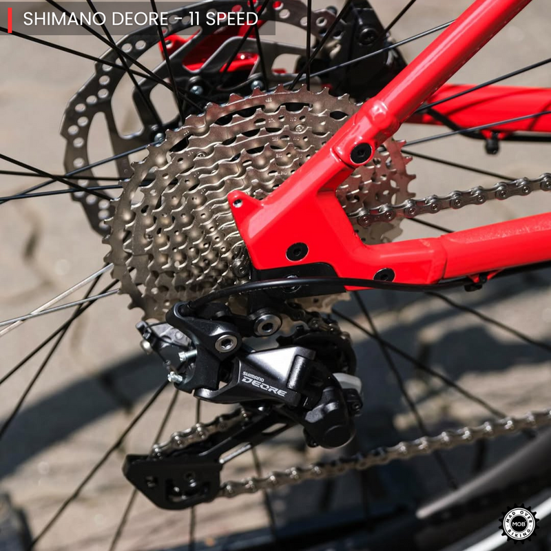 Load image into Gallery viewer, Alpenchallenge AL FOUR - Shimano Deore 11 Speed Hybrid Bike (Red/Black) - MADOVERBIKING - BMC