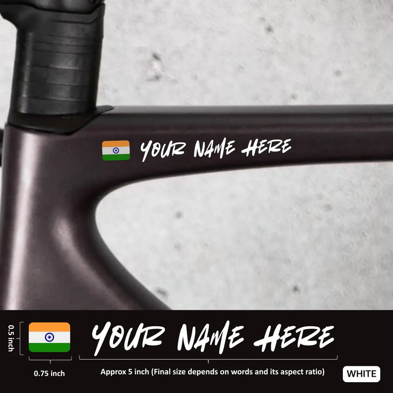 Load image into Gallery viewer, Premium Cyclist Name Sticker Decal with Indian Flag (set of 2) MADOVERBIKING MADOVERBIKING