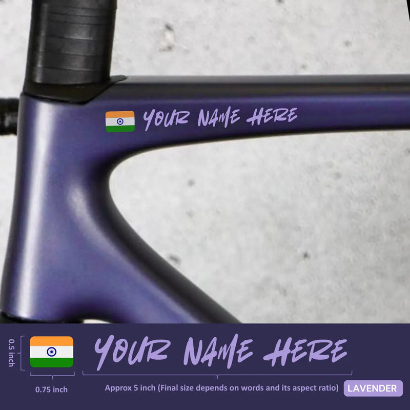Load image into Gallery viewer, Premium Cyclist Name Sticker Decal with Indian Flag (set of 2) MADOVERBIKING MADOVERBIKING