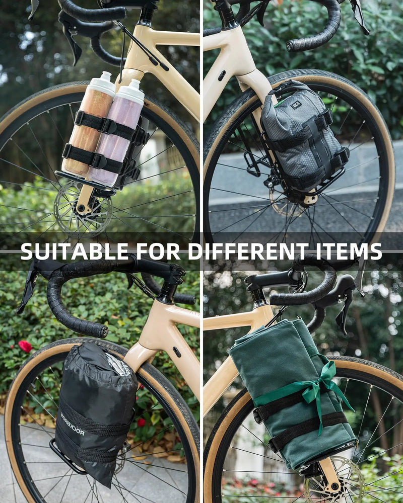 Load image into Gallery viewer, Front Fork Rack | Aluminium Alloy, Lightweight, Holds Weight upto 3kg ROCKBROS MADOVERBIKING