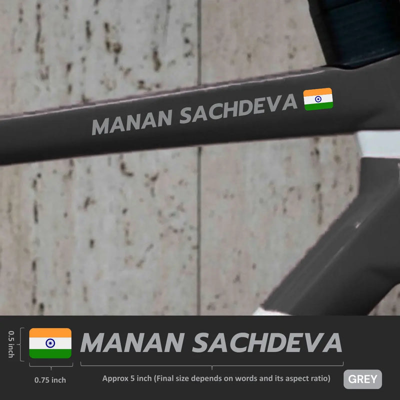 Load image into Gallery viewer, Premium Cyclist Name Sticker Decal with Indian Flag (set of 2) - MADOVERBIKINGĀ -Ā MADOVERBIKING