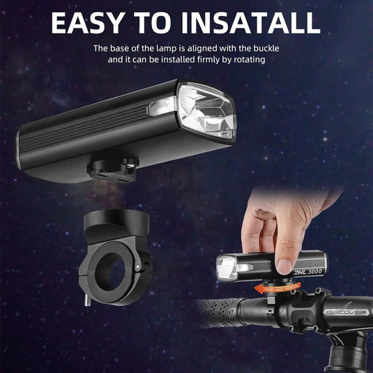 Bicycle Front Light | 3000 Lumens, 10000 maH Battery & IPX6 Waterproof ROCKBROS MADOVERBIKING