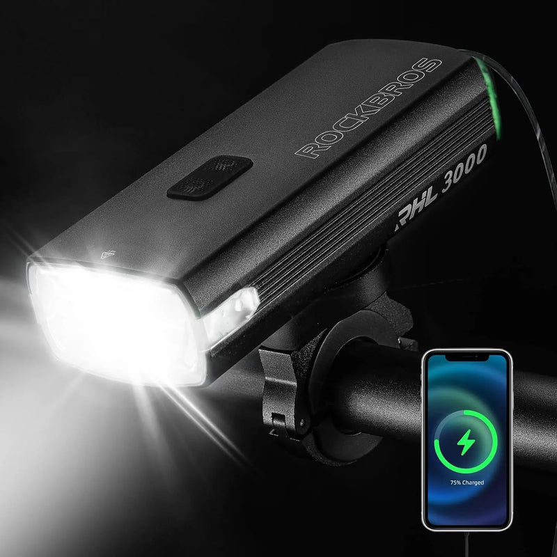 Load image into Gallery viewer, Bicycle Front Light | 3000 Lumens, 10000 maH Battery & IPX6 Waterproof ROCKBROS MADOVERBIKING