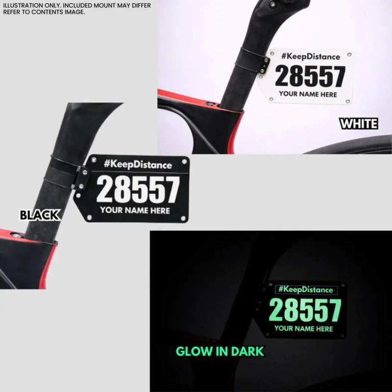 Load image into Gallery viewer, Personalized Cycling Race Number/BIB Plate (Acrylic, Seatpost Mount)