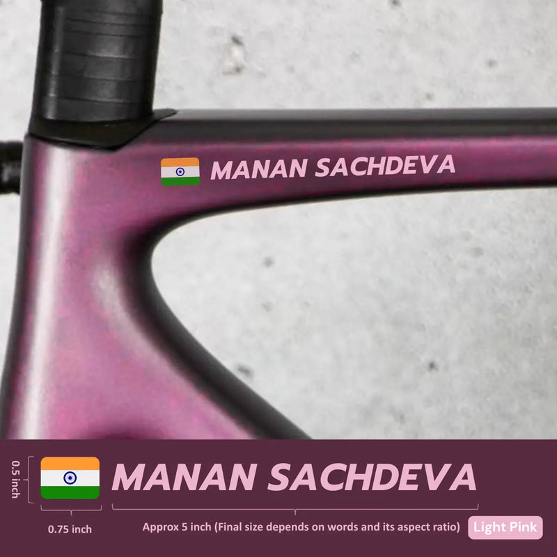 Load image into Gallery viewer, Premium Cyclist Name Sticker Decal with Indian Flag (set of 2) - MADOVERBIKINGĀ -Ā MADOVERBIKING
