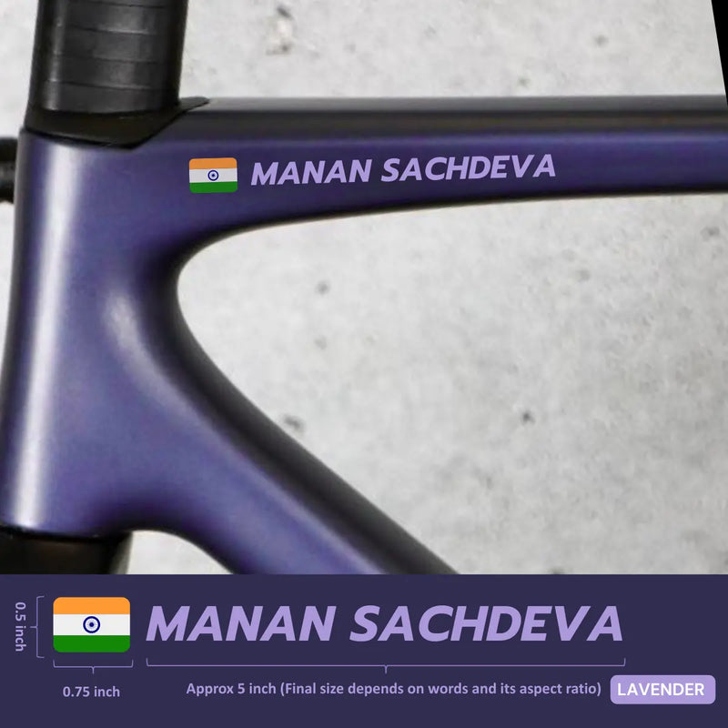 Load image into Gallery viewer, Premium Cyclist Name Sticker Decal with Indian Flag (set of 2) - MADOVERBIKINGĀ -Ā MADOVERBIKING