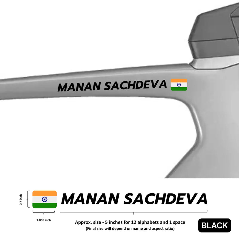 Load image into Gallery viewer, Premium Cyclist Name Sticker Decal with Indian Flag (set of 2) - MADOVERBIKINGĀ -Ā MADOVERBIKING