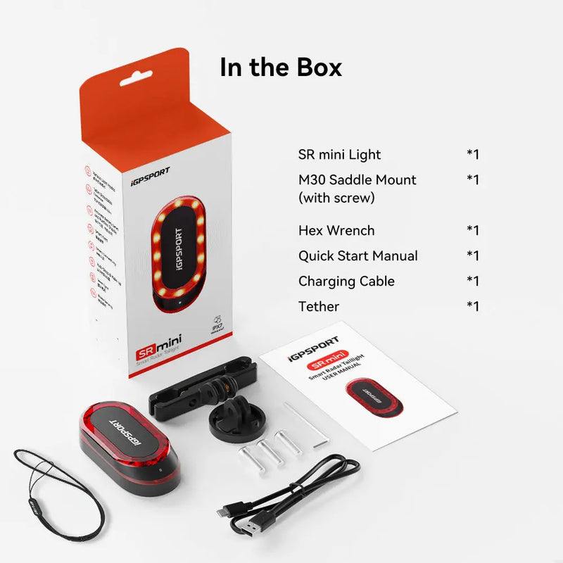 Load image into Gallery viewer, Smart Radar Taillight - SR MINI | Upto 150m Vehicle Detection, 25H Battery & Type-C - MADOVERBIKING -  iGPSPORT