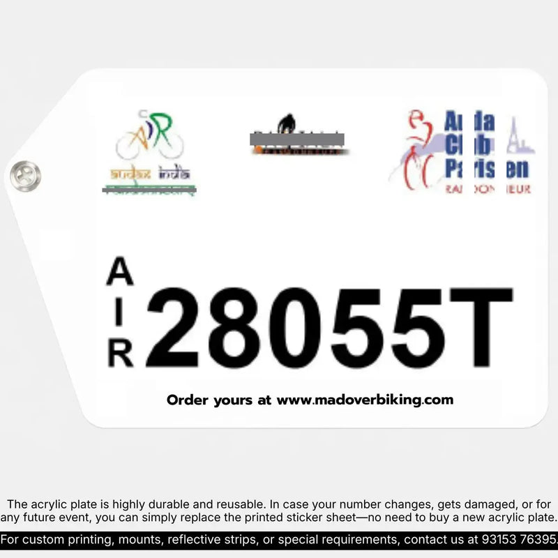 Load image into Gallery viewer, Custom Brevet Bib Plate Set (Front + Rear) – Acrylic