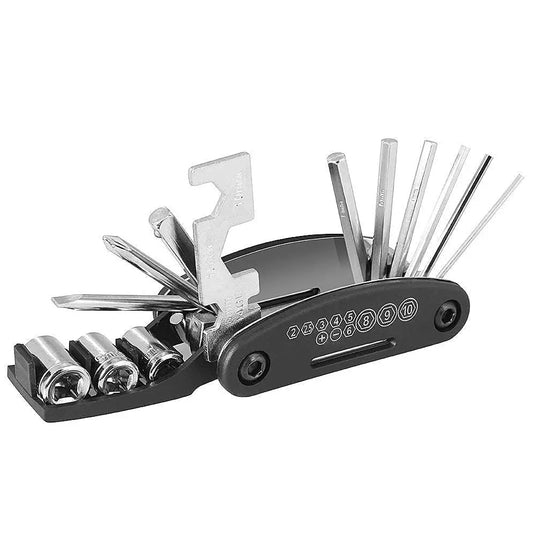 Multi Tool-Kit | 16 in 1 - Screwdrivers, 2-10mm Hex keys, Spoke Wrench (Stainless Steel) - MADOVERBIKING