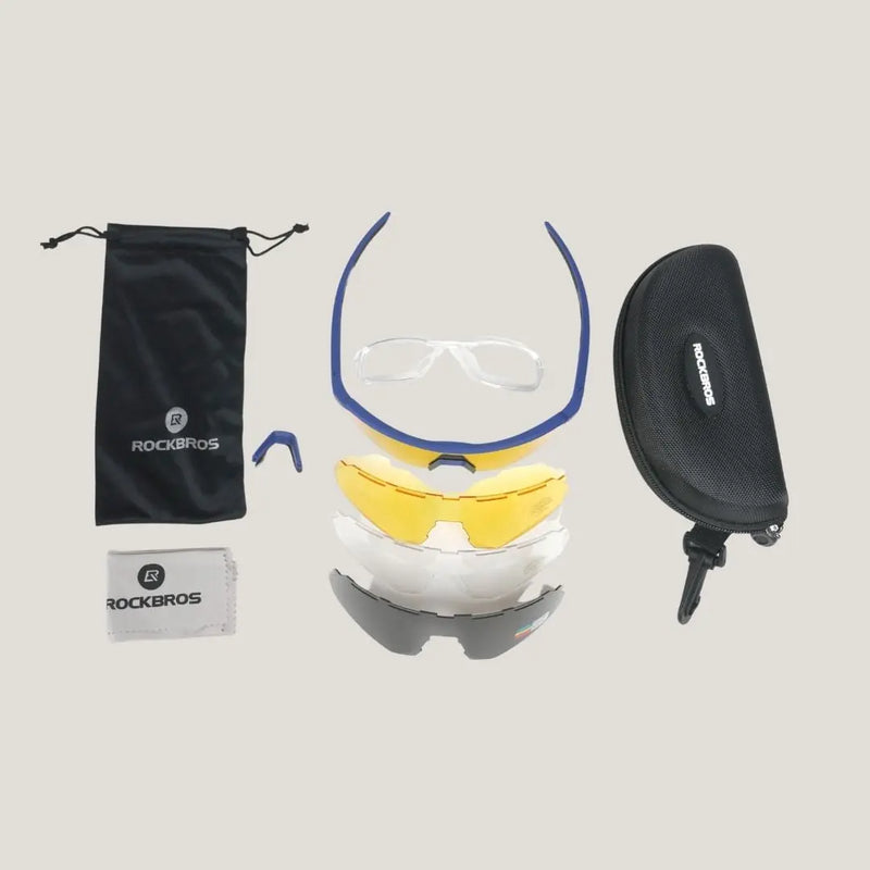 Load image into Gallery viewer, Sunglasses | Polarized Glasses with 4 Interchangeable Lenses & UV400 Protection (Navy) ROCKBROS MADOVERBIKING