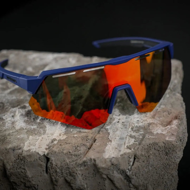 Load image into Gallery viewer, Sunglasses | Polarized Glasses with 4 Interchangeable Lenses & UV400 Protection (Navy) ROCKBROS MADOVERBIKING