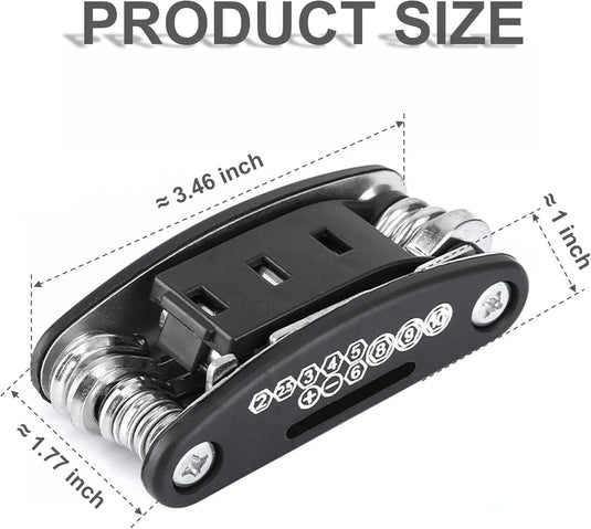 Multi Tool-Kit | 16 in 1 - Screwdrivers, 2-10mm Hex keys, Spoke Wrench (Stainless Steel) - MADOVERBIKING