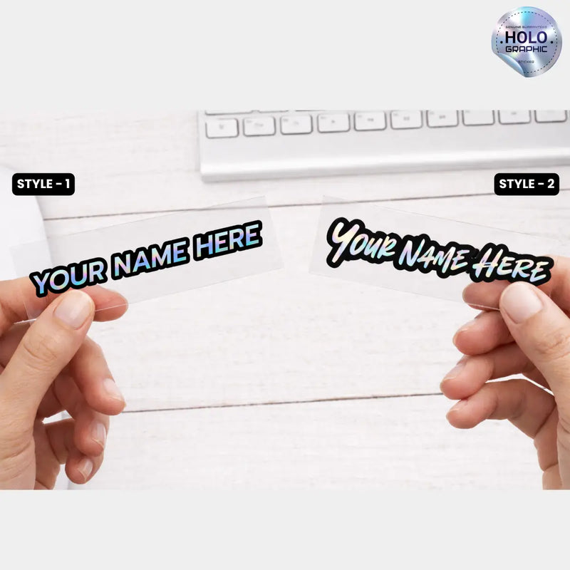 Load image into Gallery viewer, Personalized Holographic Name Vinyl Decal – Cut-to-Text with Black Border