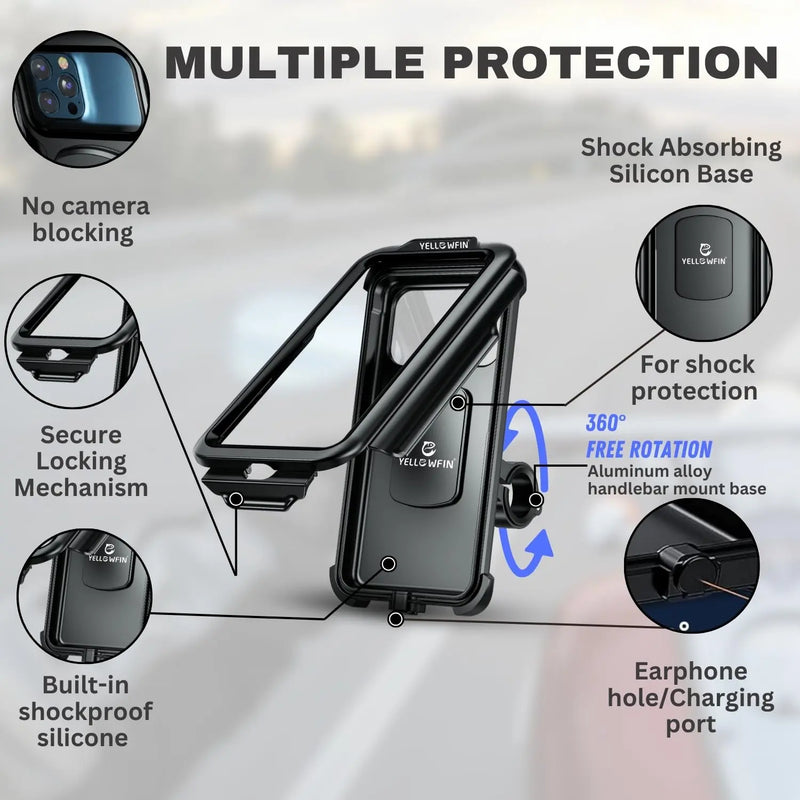 Load image into Gallery viewer, Mobile Phone Holder | M18L-C1 - Vibration Damping Tech, Shockproof, 360° Rotation, For Upto 7" Smartphones - MADOVERBIKING