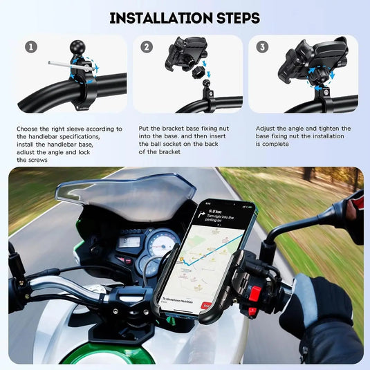 Mobile Phone Holder | JAW GRIP M8S-QR - Anti-Shake, 360 Rotation, Screw-Tight Fit for upto 7" Screens - MADOVERBIKING