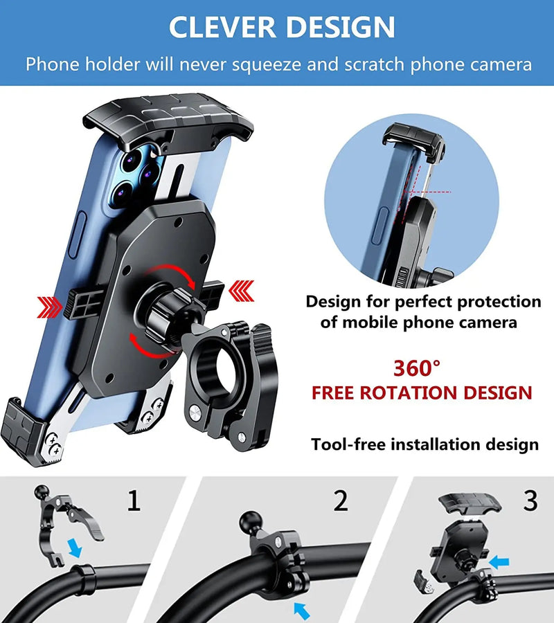 Load image into Gallery viewer, Mobile Phone Holder | JAW GRIP M8S-QR - Anti-Shake, 360 Rotation, Screw-Tight Fit for upto 7" Screens - MADOVERBIKING