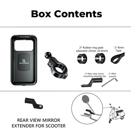 Mobile Phone Holder | M18L-B1 - Waterproof, 360° Rotation, Touch Screen Support, Fits any Handlebar - MADOVERBIKING