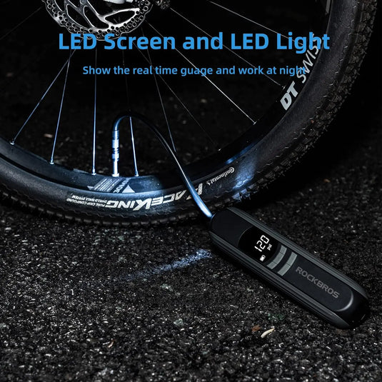 Portable Electric Pump | A10 - 150 psi, Digital Pressure Gauge, 2600 maH Battery ROCKBROS MADOVERBIKING