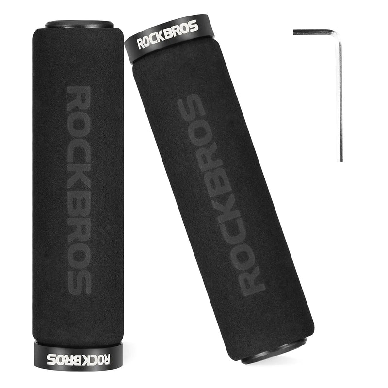 Load image into Gallery viewer, Flat Handlebar Grips | High Dense Sponge Base, Lock-in System (Black with Black Rings) ROCKBROS MADOVERBIKING