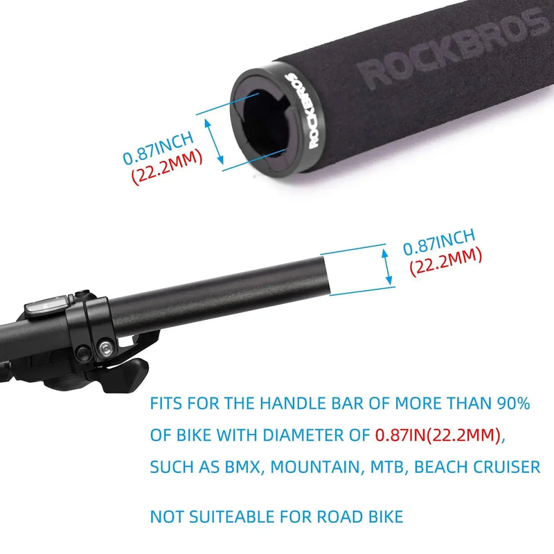 Load image into Gallery viewer, Flat Handlebar Grips | High Dense Sponge Base, Lock-in System (Black with Black Rings) ROCKBROS MADOVERBIKING