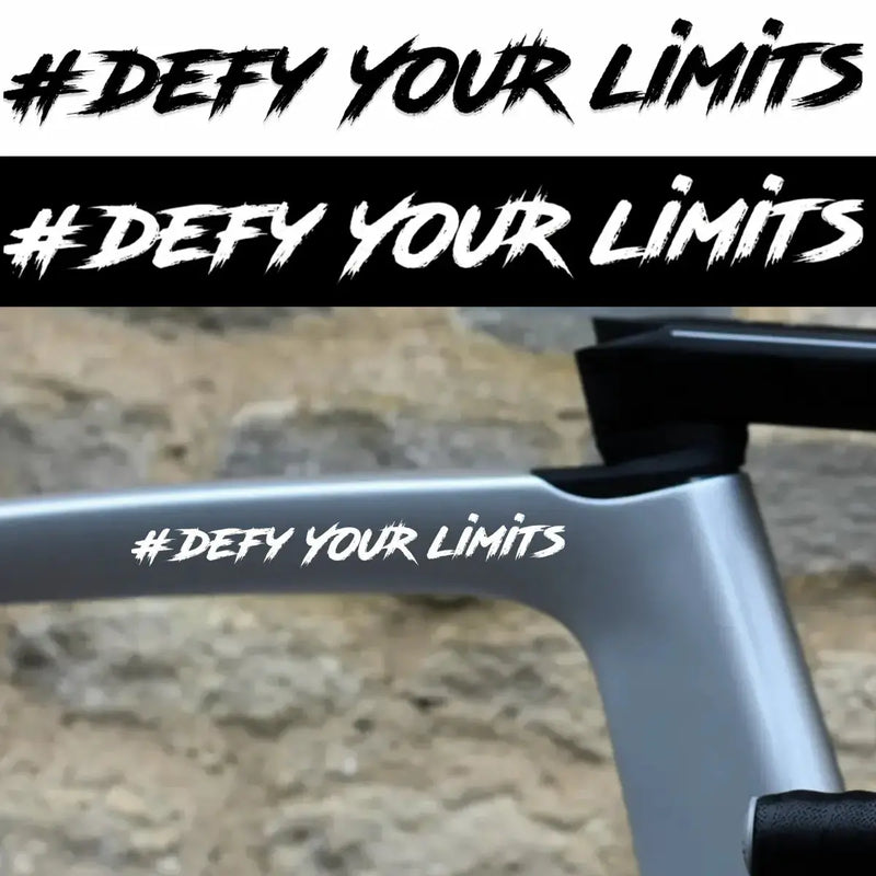 Load image into Gallery viewer, #DEFY YOUR LIMITS - UV DTF PREMIUM WATERPROOF DECAL STICKER (BLACK/WHITE) - MADOVERBIKING