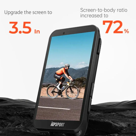 GPS Bike Computer - IG800S | 3.5" Touch Screen, 50H Battery, Training, Wi-Fi & Navigation Support