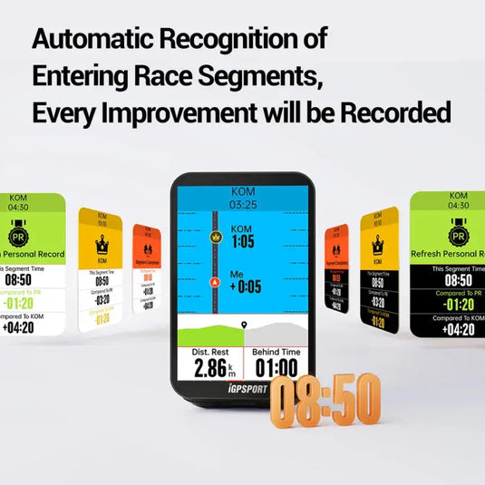 GPS Bike Computer - IG800S | 3.5" Touch Screen, 50H Battery, Training, Wi-Fi & Navigation Support