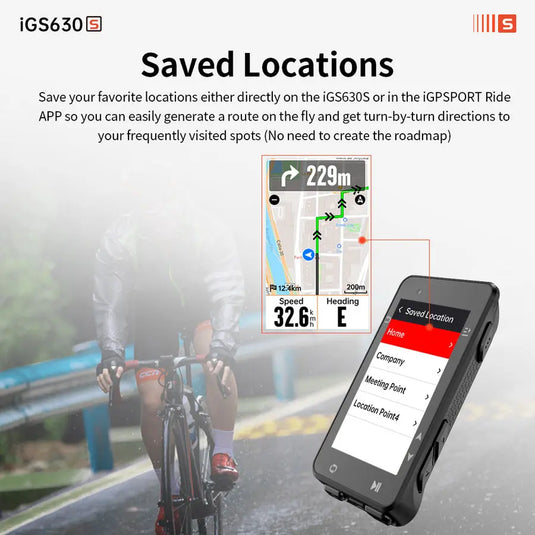 GPS Bike Computer - IGS630S | 2.8" Color Display, 16GB Storage, 45H Battery & Navigation