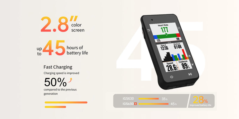 Load image into Gallery viewer, GPS Bike Computer - IGS630S | 2.8" Color Display, 16GB Storage, 45H Battery & Navigation