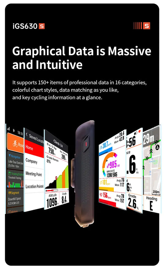 GPS Bike Computer - IGS630S | 2.8" Color Display, 16GB Storage, 45H Battery & Navigation