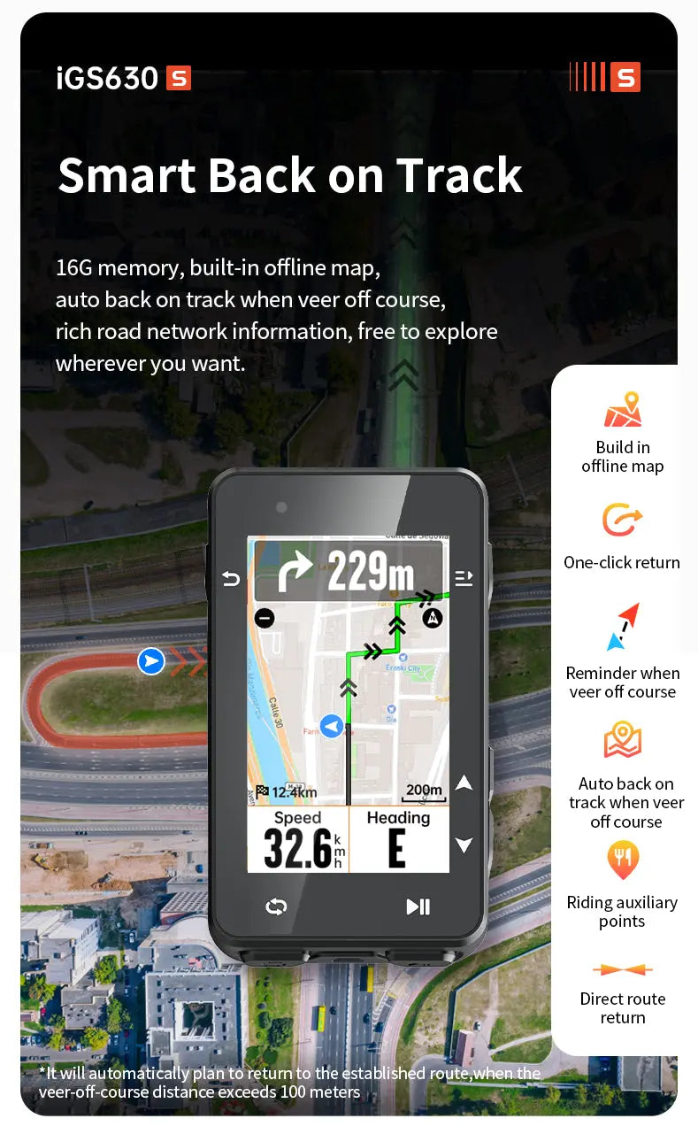 Load image into Gallery viewer, GPS Bike Computer - IGS630S | 2.8" Color Display, 16GB Storage, 45H Battery & Navigation