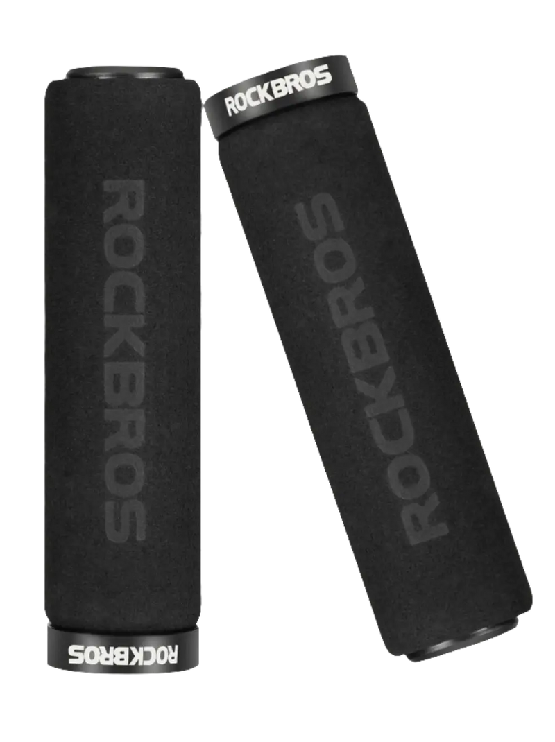 Load image into Gallery viewer, Flat Handlebar Grips | High Dense Sponge Base, Lock-in System (Black with Black Rings) ROCKBROS MADOVERBIKING