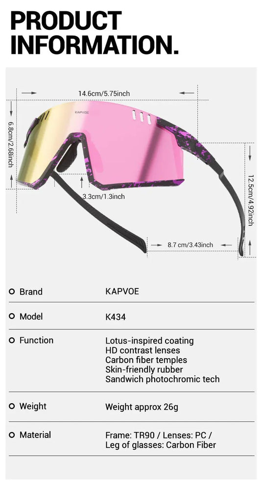 Kapvoe K434 Carbon Frame Sunglasses Ultra Lighteight Kapvoe MADOVERBIKING