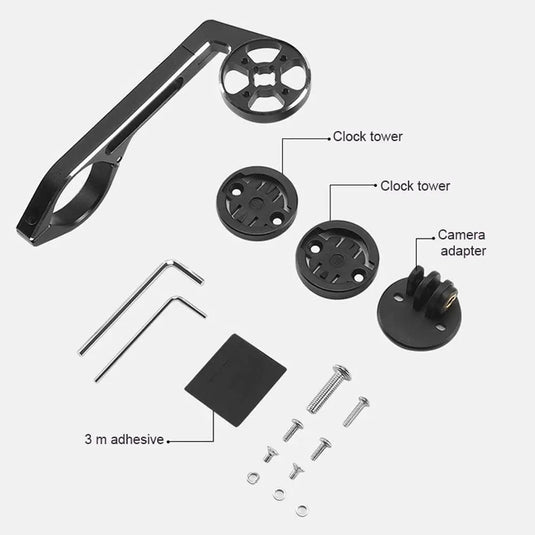 Long Bike Out-Front Mount Bicycle Handlebar Combo Mount for Garmin Bryton Gopro Flashlight Camera,Compatible with 31.8mm 25.4mm Handlebar (Black)