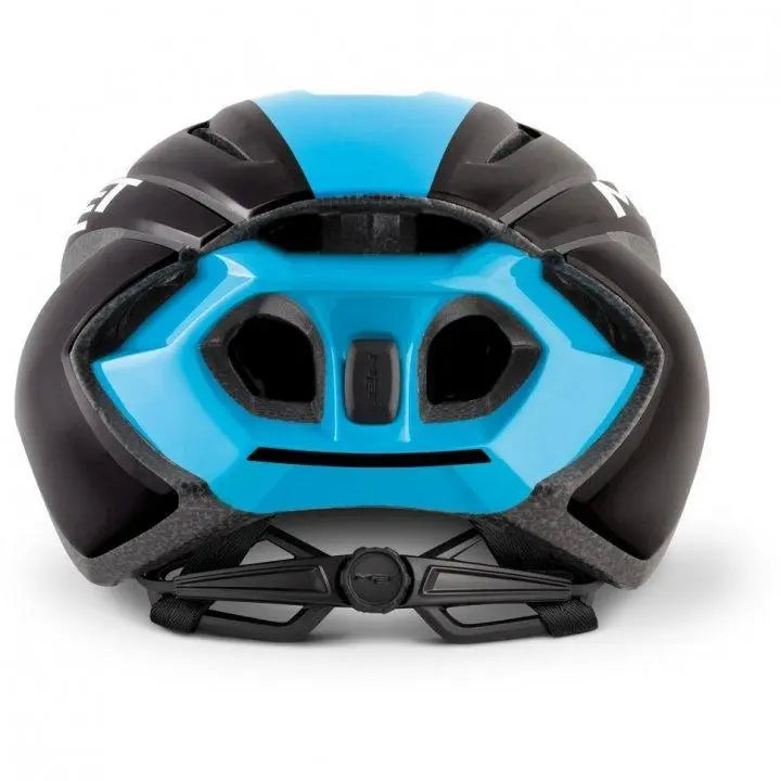 Load image into Gallery viewer, Met Strale Ce Road Cycling Helmet (Black Cyan Panel/Glossy)