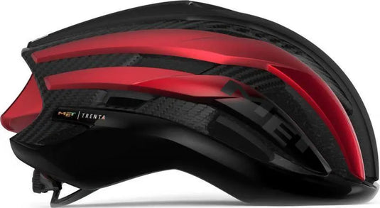 Met Trenta 3K Carbon Mips Road Cycling Helmet (Black/Red Metallic/Matt Glossy)