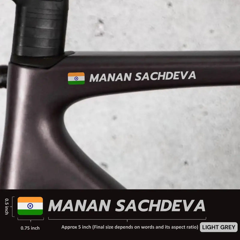 Load image into Gallery viewer, Premium Cyclist Name Sticker Decal with Indian Flag (set of 2)