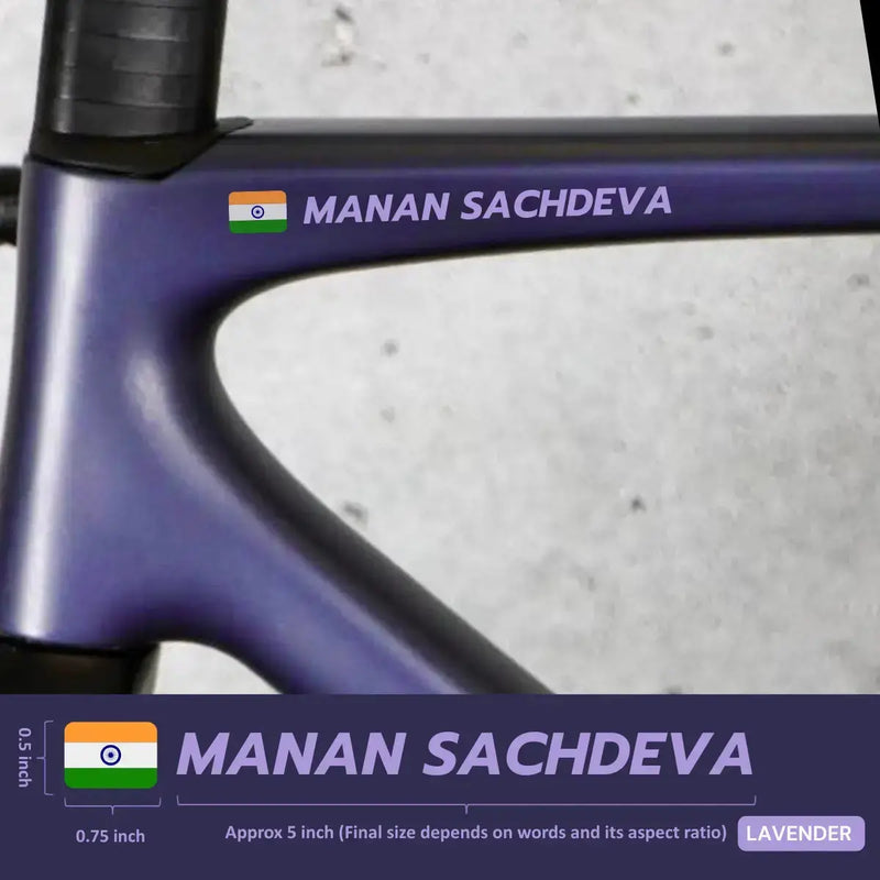 Load image into Gallery viewer, Premium Cyclist Name Sticker Decal with Indian Flag (set of 2)