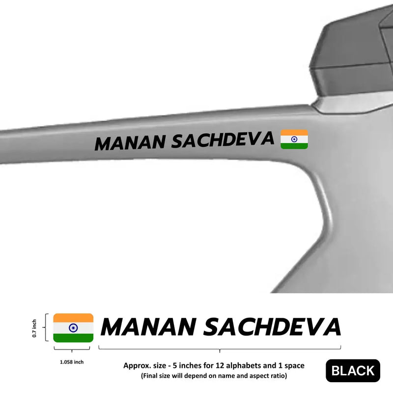 Load image into Gallery viewer, Premium Cyclist Name Sticker Decal with Indian Flag (set of 2)