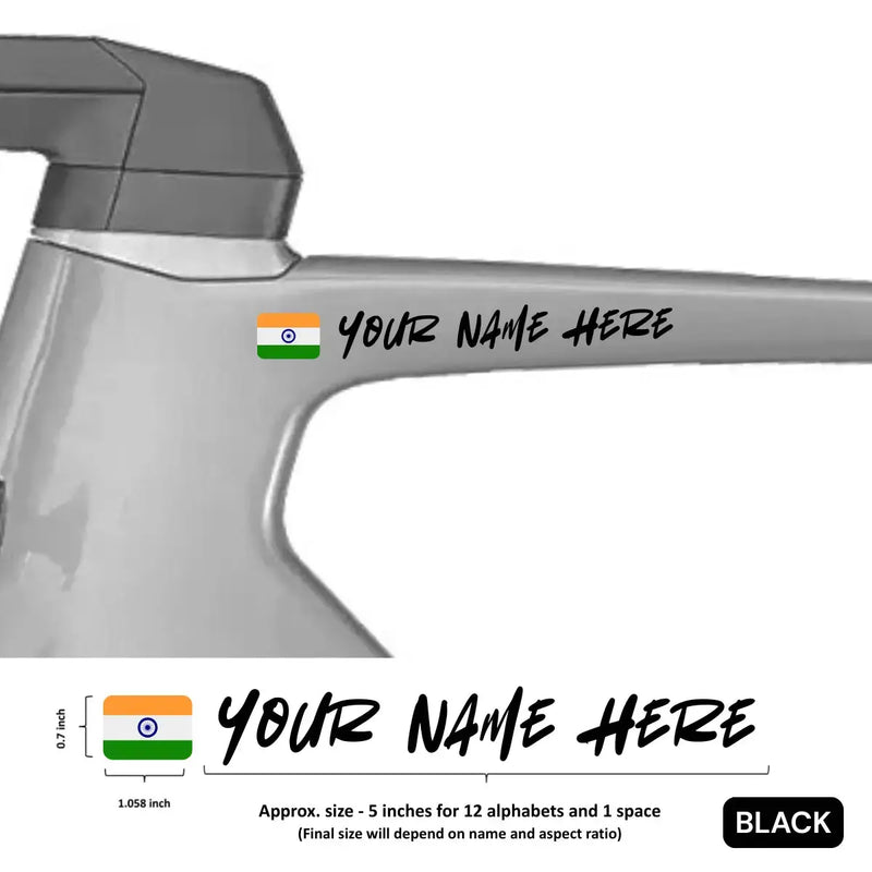 Load image into Gallery viewer, Premium Cyclist Name Sticker Decal with Indian Flag (set of 2)