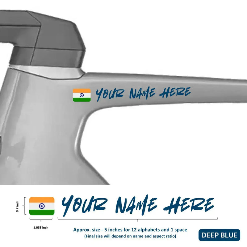 Load image into Gallery viewer, Premium Cyclist Name Sticker Decal with Indian Flag (set of 2)